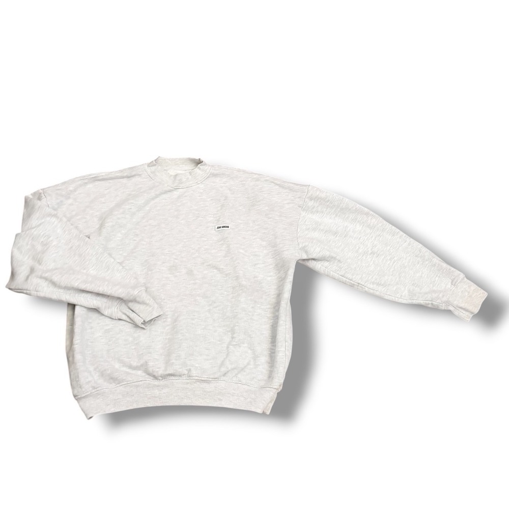 Joah Brown Oversized Crewneck Pullover OS Grey Heather Fleece Logo Streetwear